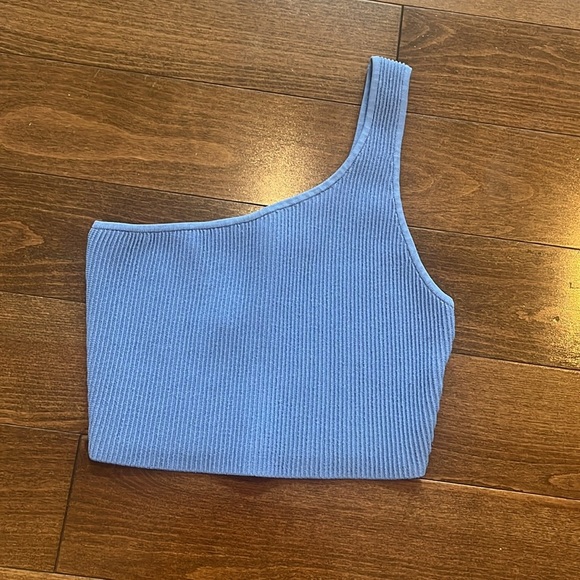 Babaton Sculpt One-Shoulder Ribbed Top Blue - Picture 6 of 9